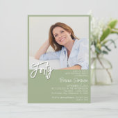 Invitation Photo Sage Green 40e anniversaire (Debout devant)