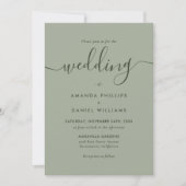 Invitation Photo Sage Green Mariage de script moderne (Devant)