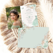 Invitation Photo Sage Green Silver Quinceañera 15e anniversai