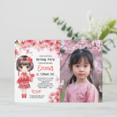 Invitation Photo Sakura Cerry Blossom Anniversaire (Debout devant)