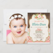 Invitation Photo sauvage tribale d'anniversaire de fille de (Devant)