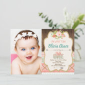 Invitation Photo sauvage tribale d'anniversaire de fille de (Debout devant)