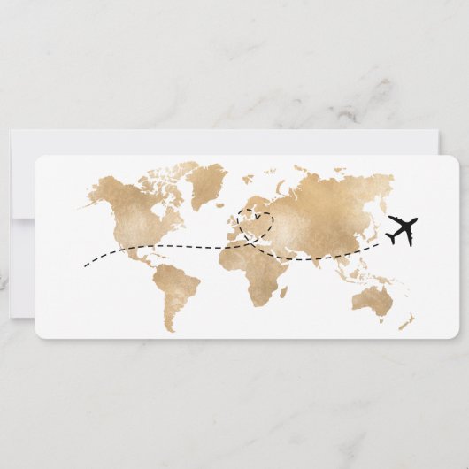 Invitation Photo Save the Date Boarding Pass World Map (Dos)