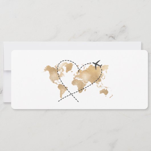 Invitation Photo Save the Date Boarding Pass World Map (Dos)