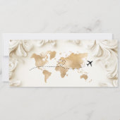 Invitation Photo Save the Date Boarding Pass World Map (Dos)