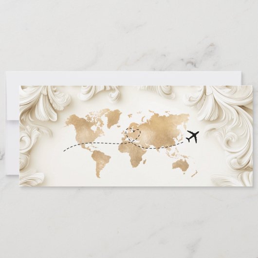 Invitation Photo Save the Date Boarding Pass World Map (Dos)