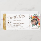 Invitation Photo Save the Date Boarding Pass World Map (Devant)