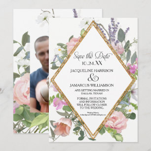 Invitation Photo Save the Date Gold Parties scintillant Roman