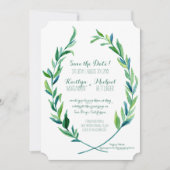 Invitation Photo Save the Date Laurel Wreath Olive Leaf Art (Devant)