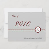 Invitation photo Scarlet & Grey Monogramme (Devant)