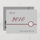 Invitation photo Scarlet & Grey Monogramme (Devant / Derrière)