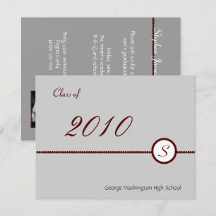 Invitation photo Scarlet & Grey Monogramme