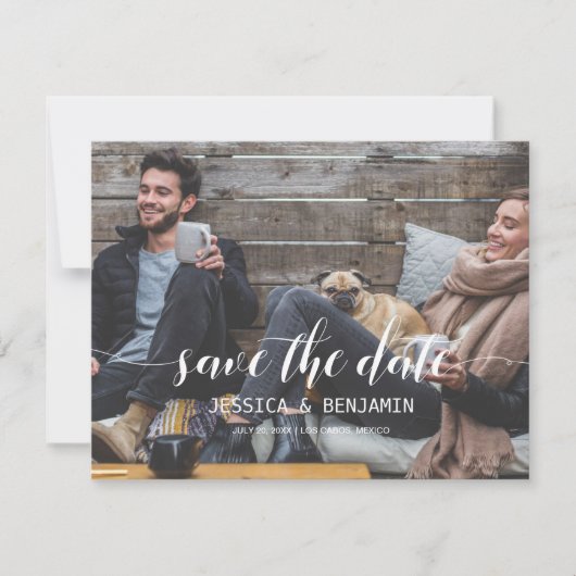 Invitation Photo Script manuscrite Enregistrer La Date (Devant)