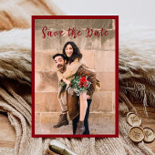 Invitation Photo Script Moderne Bourgogne Enregistrer La Date