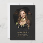 Invitation Photo Script noir et or 30e anniversaire (Devant)