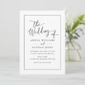 Invitation Photo Script rustique Mariage noir blanc (Debout devant)