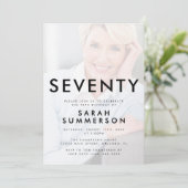 Invitation Photo Seventy Black White 70th Birthday (Debout devant)