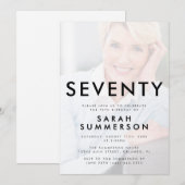 Invitation Photo Seventy Black White 70th Birthday (Devant / Derrière)