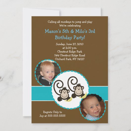 Invitation Photo Silly Monkey tendance Anniversaire Invitatio (Devant)