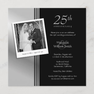 Invitation Photo Silver 25e fête du Mariage