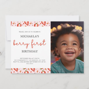 Invitation Photo simple amusante Berry Premier anniversaire