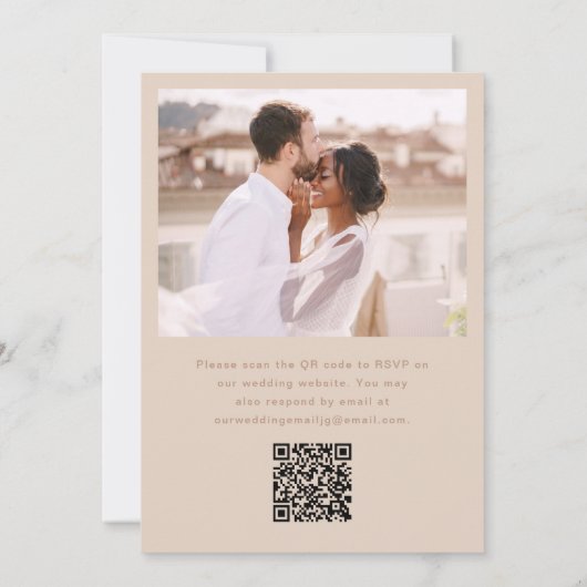 Invitation Photo simple avec Rsvp QR Code Mariage neutre (Dos)