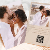 Invitation Photo simple avec Rsvp QR Code Mariage neutre