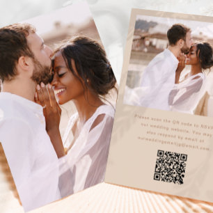 Invitation Photo simple avec Rsvp QR Code Mariage neutre