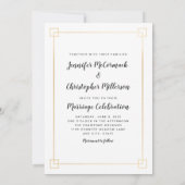 Invitation Photo simple cadre or mariage célébration invitati (Dos)