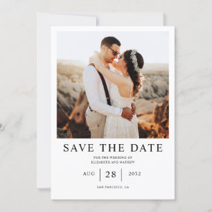 Invitation Photo simple classique noir Enregistrer la date Ca