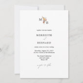 Invitation Photo simple couleur Mariage du monogramme floral (Devant)
