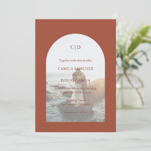 Invitation Photo simple de rouille Boho Arch Mariage moderne