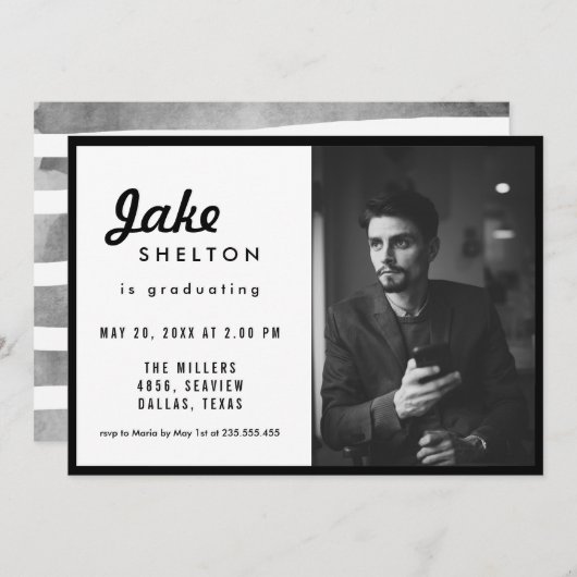 Invitation Photo simple Décontractée de graduation (Devant / Derrière)