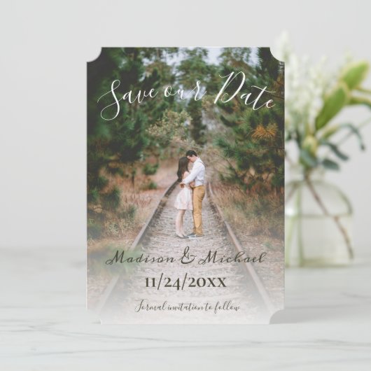 Invitation Photo Simple Élégante Enregistrer La Date Annonce (Debout devant)