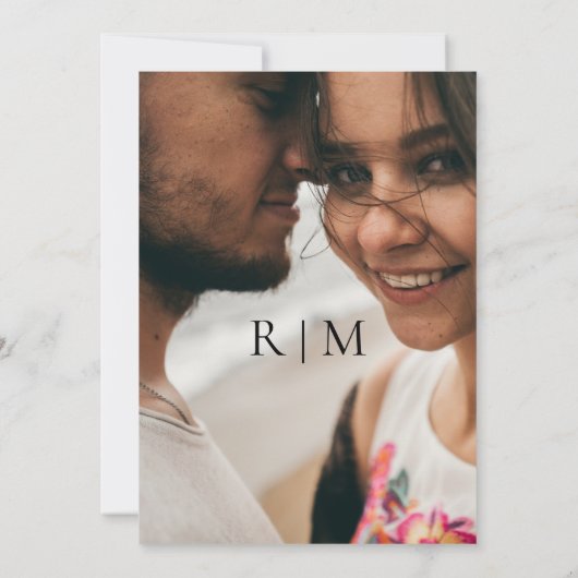 Invitation Photo simple élégante Mariage traditionnel Monogra (Dos)