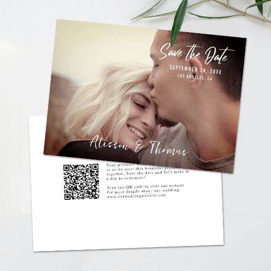 Invitation Photo Simple Enregistrer La Date QR Code Invitatio