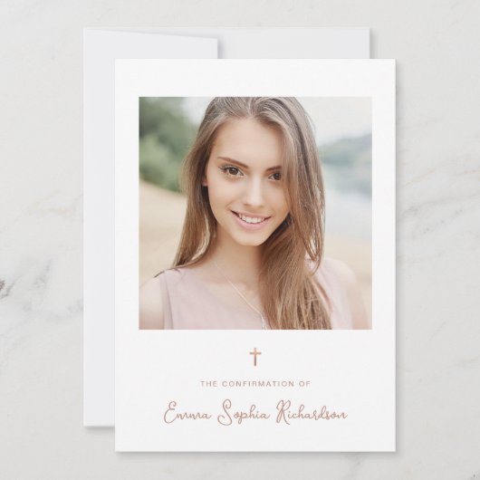 Invitation Photo simple et douce | Confirmation de la croix d (Devant)