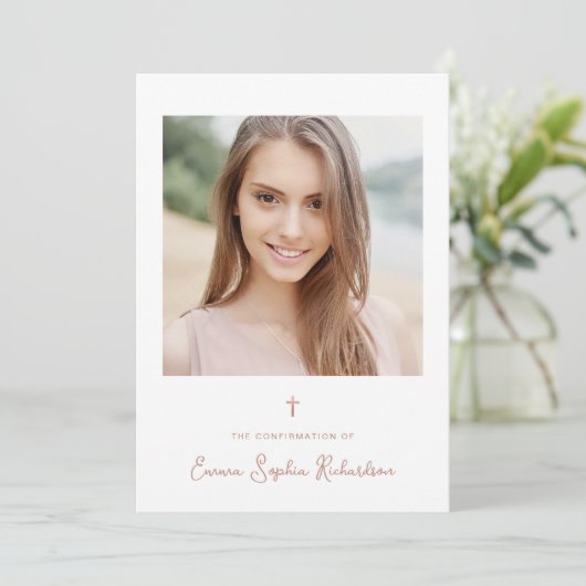 Invitation Photo simple et douce | Confirmation de la croix d (Debout devant)
