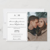 Invitation Photo simple et Mariage blanc de monogramme (Devant)