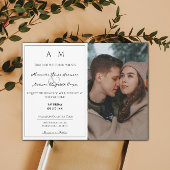 Invitation Photo simple et Mariage blanc de monogramme