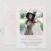 Invitation Photo simple Gold Rainbow | Anniversaire (Devant / Derrière)