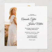 Invitation Photo simple Mariage de calligraphie noir et blanc (Devant / Derrière)