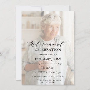 Invitation Photo Simple Moderne Calligraphie Retraite