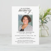 Invitation Photo Simple Moderne De Mémoire Affectueuse Funéra (Debout devant)