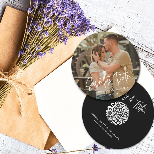 Invitation Photo simple moderne Enregistrer la date Code QR M