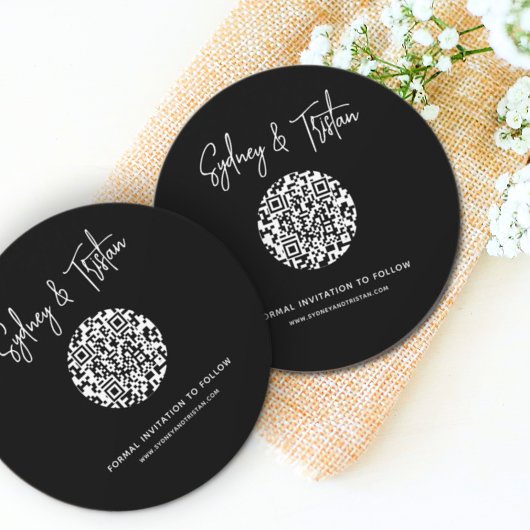 Invitation Photo simple moderne Enregistrer la date Code QR M