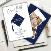Invitation Photo simple moderne Marine Blue Graduation Party