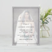 Invitation Photo simple noir et blanc Fête des mariées élégan (Debout devant)