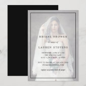Invitation Photo simple noir et blanc Fête des mariées élégan (Devant / Derrière)