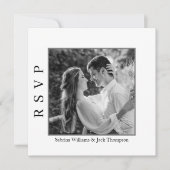 Invitation Photo simple noir et blanc QR Code Site Web RSVP (Devant)